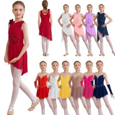 UK Kids Girls Lyrical Ballet Dance Dress Tutu Skirt Modern Contemporary Costume