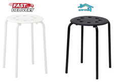 Ikea MARIUS Stool Black/White Strong Stackable Multi Purpose 45cm