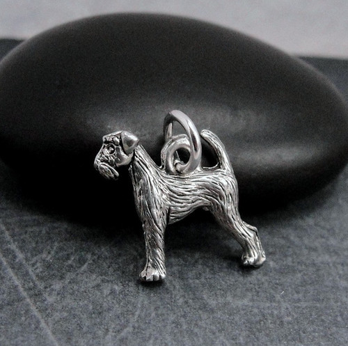 Silver airedale terrier charm - silver,