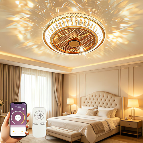 Led crystal ceiling - crystal, fan