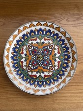 Hand Crafted Ceramic Plate with 24kt Gold Detail Made In Greece Vintage