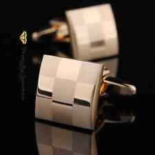LUXURY MEN'S GOLD/SILVER SQUARE CHESS GROOM'S BEST MAN CUFFLINKS PARTY GIFT