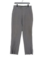 Full Circle Women's Suit Trousers W 36 in Grey 100% Wool Straight Dress Pants