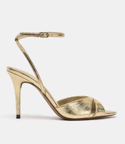 Zara gold high heel sandals - heel,