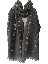 LILYROSA Grey Paw Print Scarf