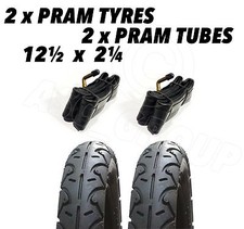 2x Pram Tyres & 2x Tubes 12