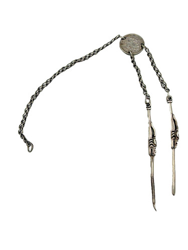 Chinese coin silver chatelaine - chinese,