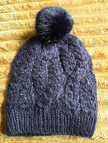 Barts grey cable knit pom - cable, pom-pom
