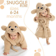 Baby Boys Girls Animal Hooded Snuggle Fleece Robe Puppy Dog Chunky Dressing Gown