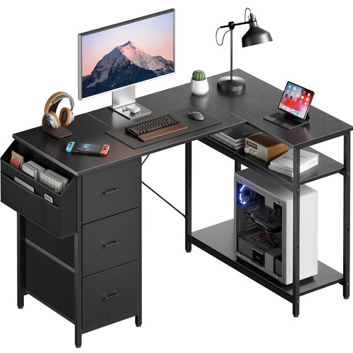 Shaped computer desk with 3 - desk,