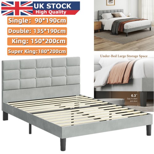 Bed frame square tufted - frame, velvet