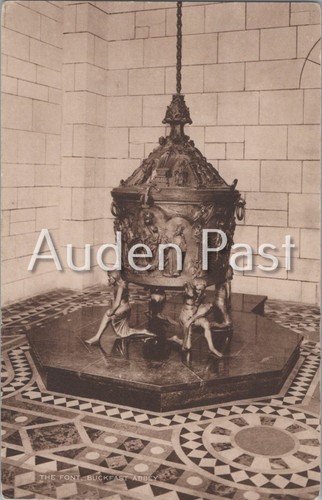 Buckfast abbey font - buckfast, postcard