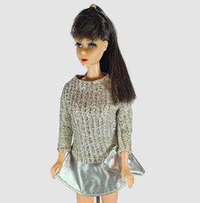 1970s Vintage Barbie Doll #1885 Silver Sparkle Dress