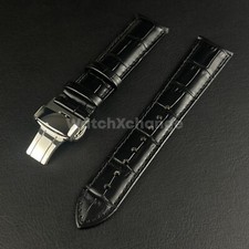 19mm 20mm Black Leather Strap