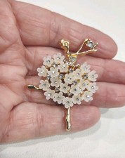 Modern GT Rhinestone Flower Ballerina Dancer Brooch Pin, 2 1/4", E72