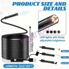 USB Type C Endoscope Borescope Snake Inspection Camera 3 in 1 for Phone Android