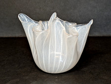 Murano - vintage Venini Zanfirico Latticino Hankerchief vase
