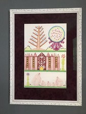 Scottie Wilson, original watercolour, signed, 1960, outsider art, Dubuffet