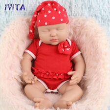 IVITA 15”Handmade Sleeping Girl Full Body Silicone Reborn Baby Girl Doll Toy