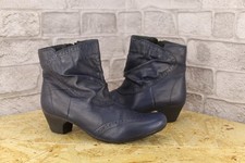 BLUE LEATHER MID HEEL ANKLE