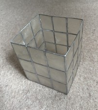 Vintage Rectangular Capiz Shell lamp light shade - 15cm x 12.5cm, Silver & Beige