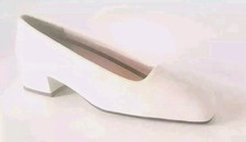  PINK BY PARADOX SOFT WHITE BRIDAL LOW BLOCK HEEL COURT SHOES SIZE UK 7 (40) 