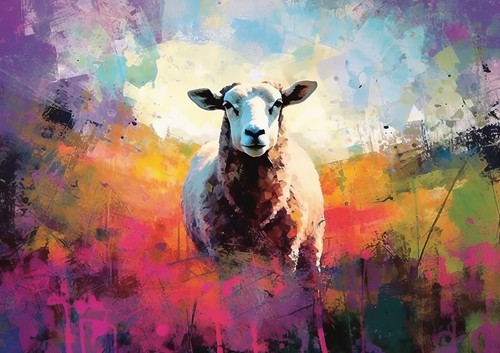 Charming sheep oil painting - charming,