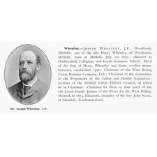Joseph Wheatley JP of Woodlands, Mirfield Yorkshire - Antique Print 1902