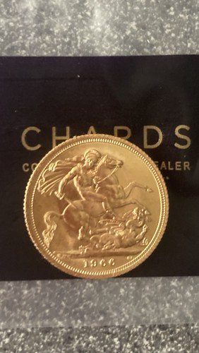 1966 gold sovereign - gold, coin