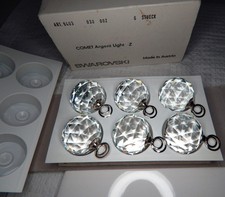 RARE NIB Swarovski Crystal Set of 6 Comet Argent Light Note Place Card Holders