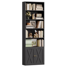Bookcase Tall Storage Cabinet 7 Tier Freestanding Bookshelf with Doors Unit