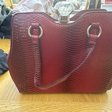 Red Snakeskin Effect Handbag