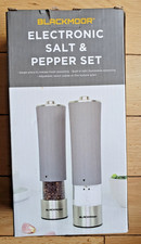 Blackmoor Electronic Salt and Pepper Grinder/Mill Seasoning Set in Silver & Grey