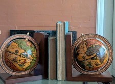 Vtg Pair GLOBE Bookend Old