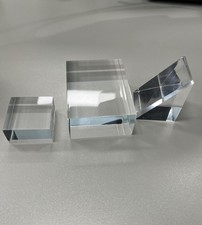 Set of 3 Acrylic Display Block Clear Polished Cube Solid Risers Stand