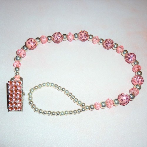 Pink silver shamballa - silver, pearl