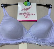 M&S Angel Girls SUMPTUOUSLY SOFT NON WIRED FIRST Bra In PALE BLUE Size 34A