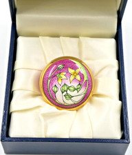 BEAUTIFUL MOORCROFT ENAMEL SCREW TOP ROUND PINK TRINKET BOX FLOWERS NEW BOXED