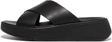 WOMENS FITFLOP SIZE 6 39 BLACK F-MODE LEATHER CROSS SLIDE TONING FLIP FLOPS £100
