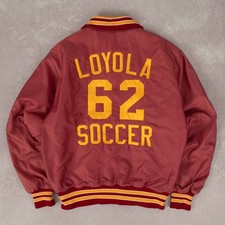 Vintage 70s Loyola Soccer Varsity Jacket M Men's Washed Burgundy Collegiate