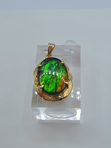 14ct gold ammolite pendant - gold,