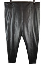MARKS AND SPENCER Collection Black Faux Leather Trousers size Uk 16 Womens