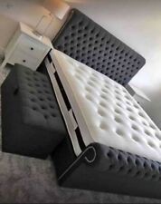 NEW Luxury PLUSH Velvet Scroll Chesterfield Sleigh bed frame all sizes 