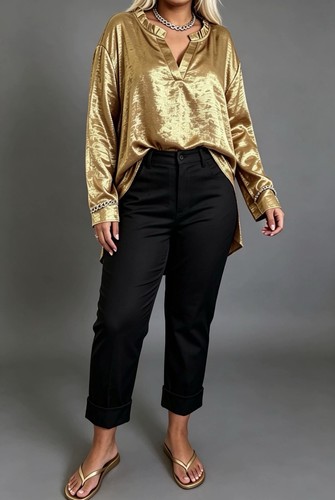 Ladies gold metallic - ladies, silky