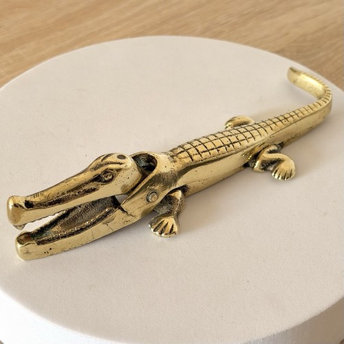 Vintage solid brass crocodile - solid,