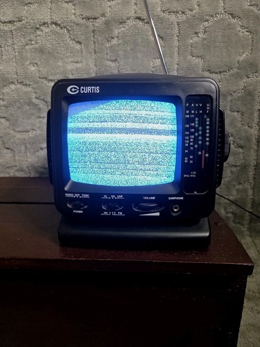 Vtg portable black - tv, &