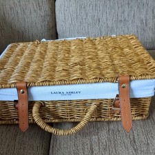 Laura Ashley Small Wicker Basket With Top Handle. Storage /Hamper. EMPTY