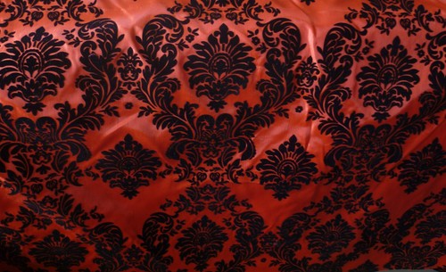 Orange and black - , damask