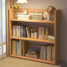 2-3 Tier Low Bookcase Display Shelving Storage Shelves Bamboo Unit Stand Cabinet