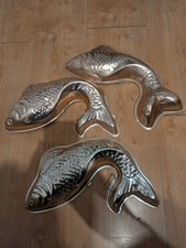Wall Hanging Molds Vintage Copper Set Of 3 Large leaping fish Kitchen Wall Decor